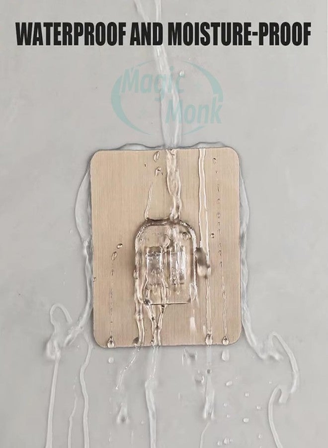 MagicMonk (Pack of 10 PVC Heavy Duty Self Adhesive Gold Wall Hooks Bathroom and Kitchen Hanging Racks Magic Sticker, Tissue Towel and Shelf Rack Hanging Adhesive Sticker - Image 3